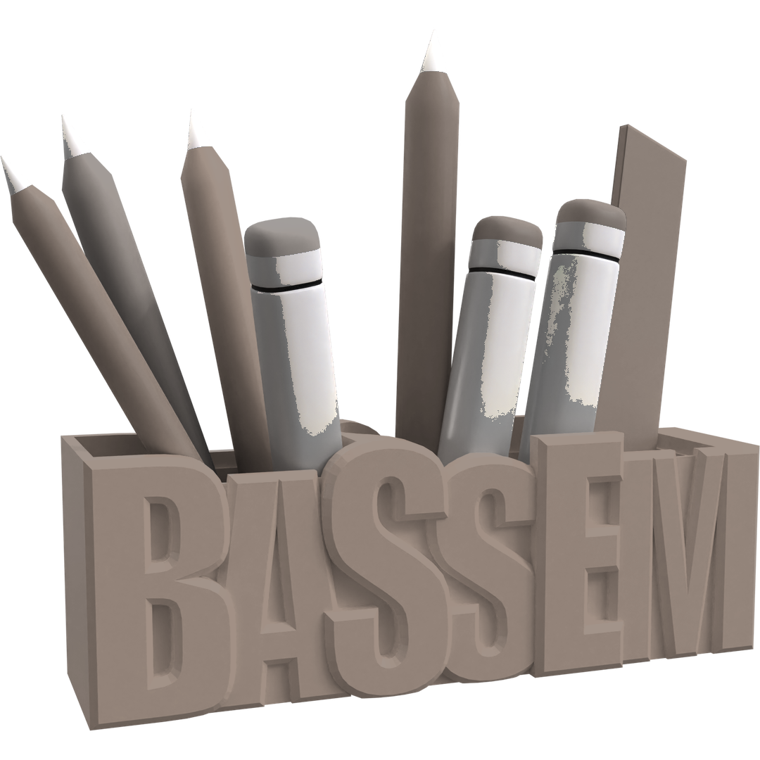 3D Desk Name Tag Pen Holder