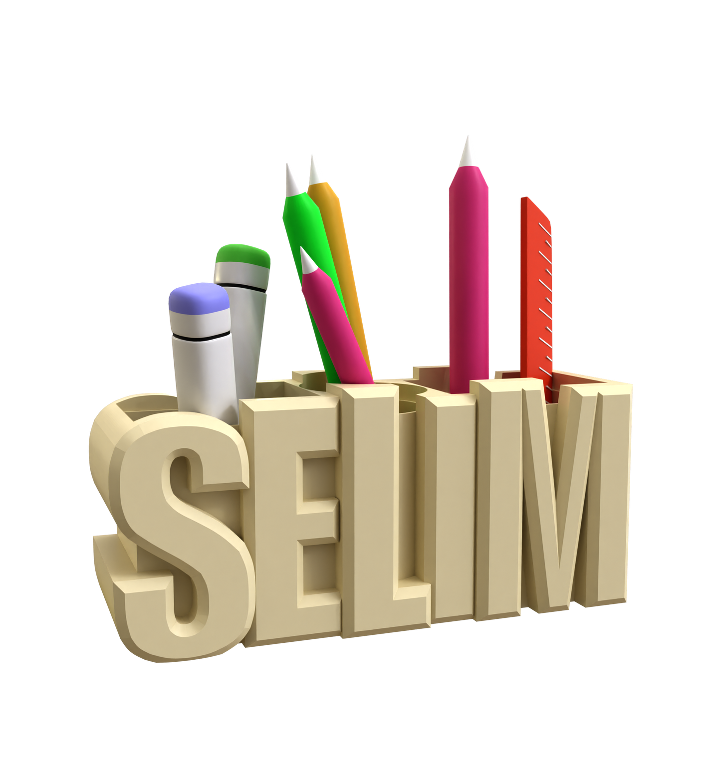 3D Desk Name Tag Pen Holder