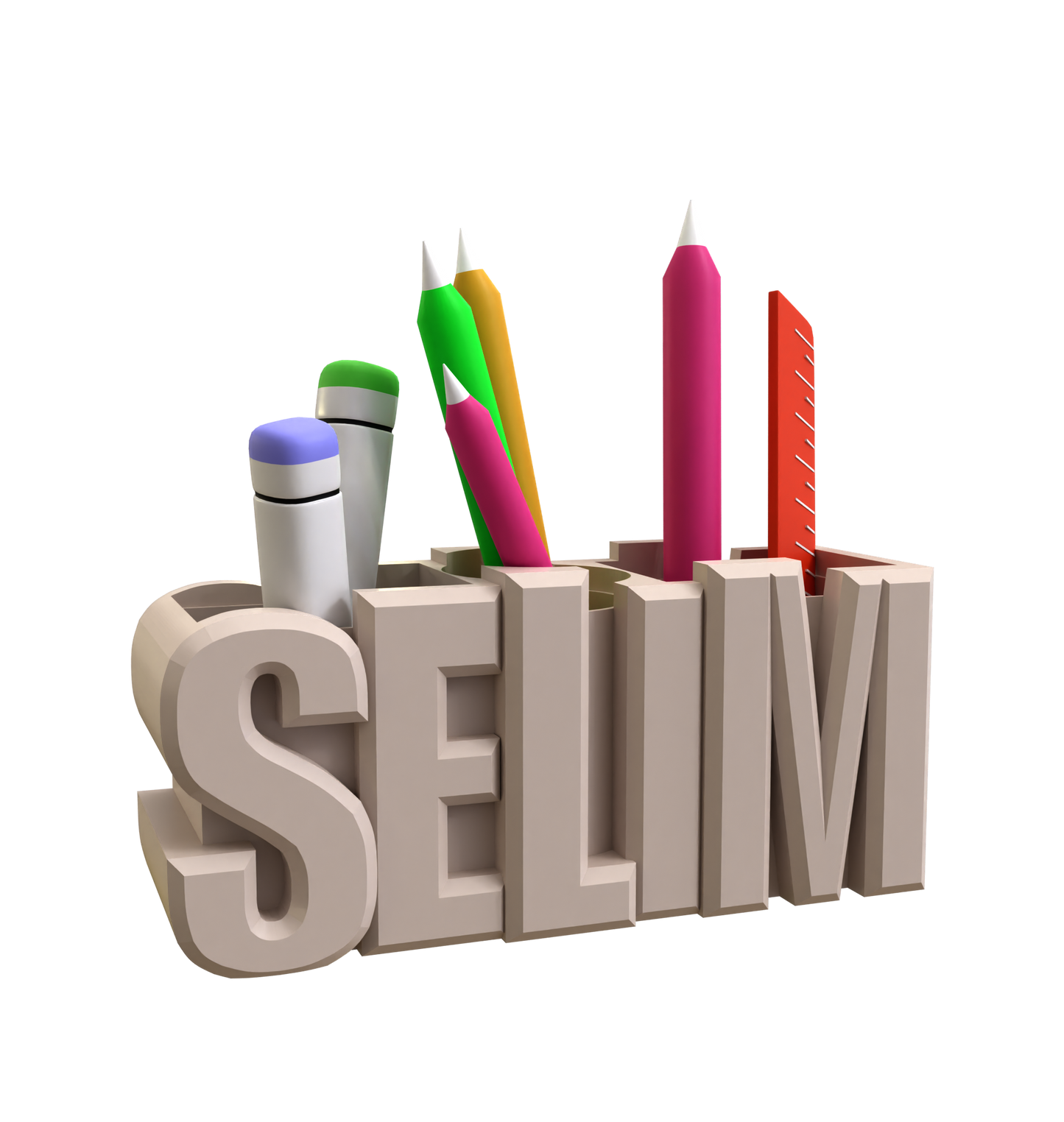 3D Desk Name Tag Pen Holder