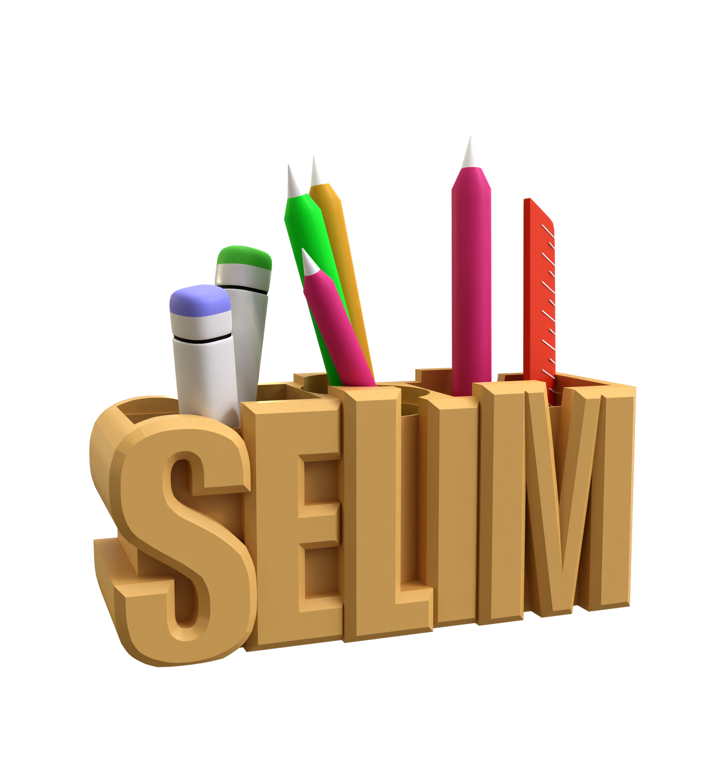 3D Desk Name Tag Pen Holder