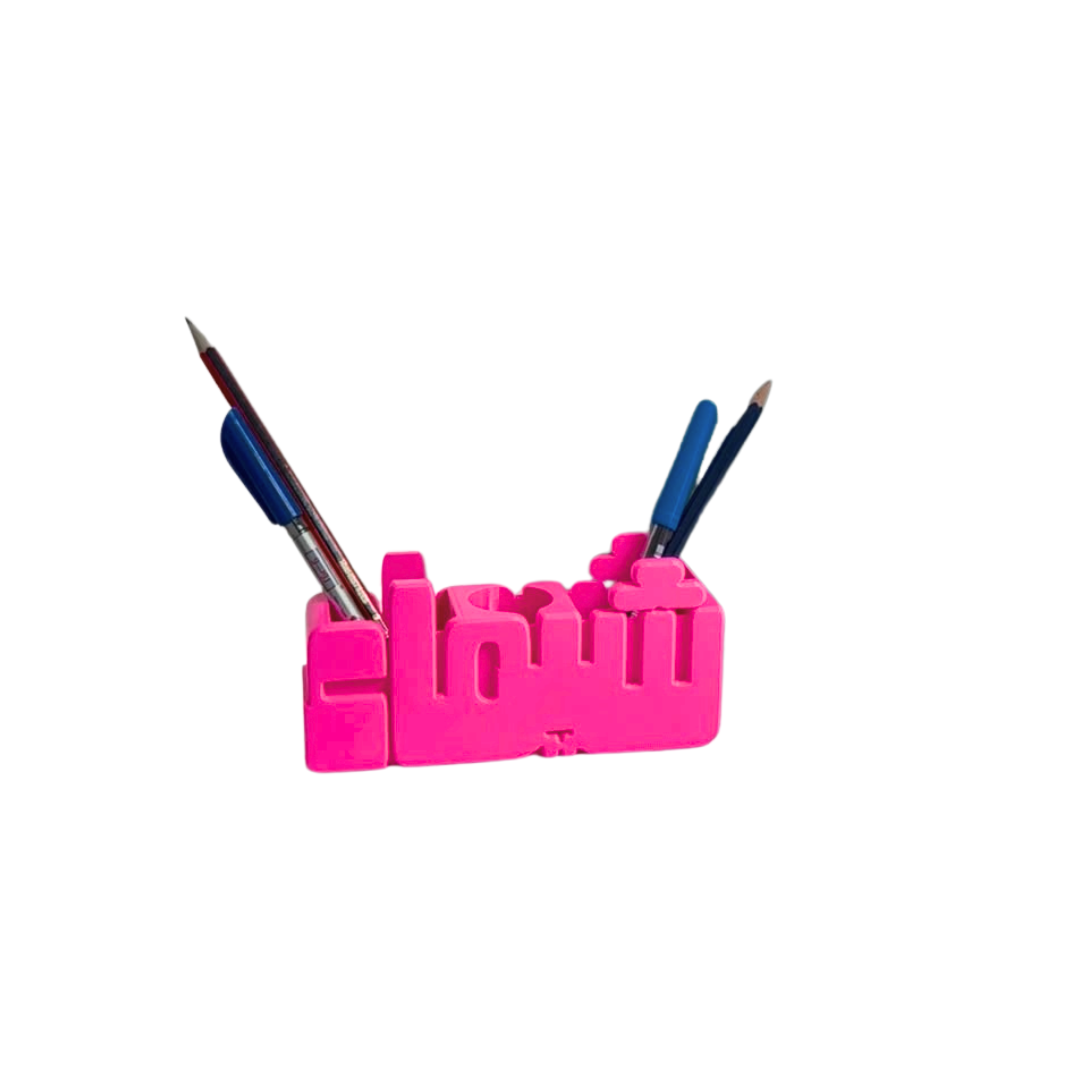 Arabic 3D Desk Name Tag Pen Holder