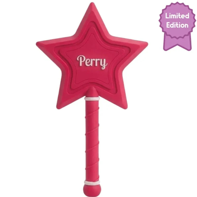 Personalized 3D printed red tap to pay wand with a star holding a contactless credit card