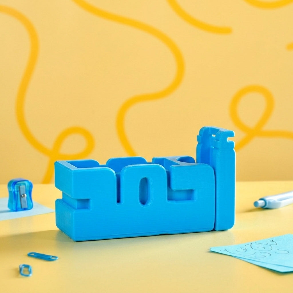 Arabic 3D Desk Name Tag Pen Holder
