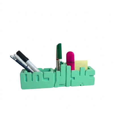 Arabic 3D Desk Name Tag Pen Holder