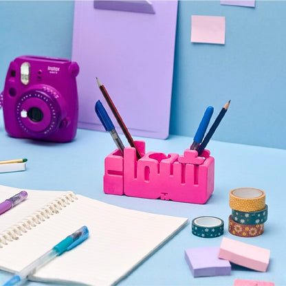Arabic 3D Desk Name Tag Pen Holder