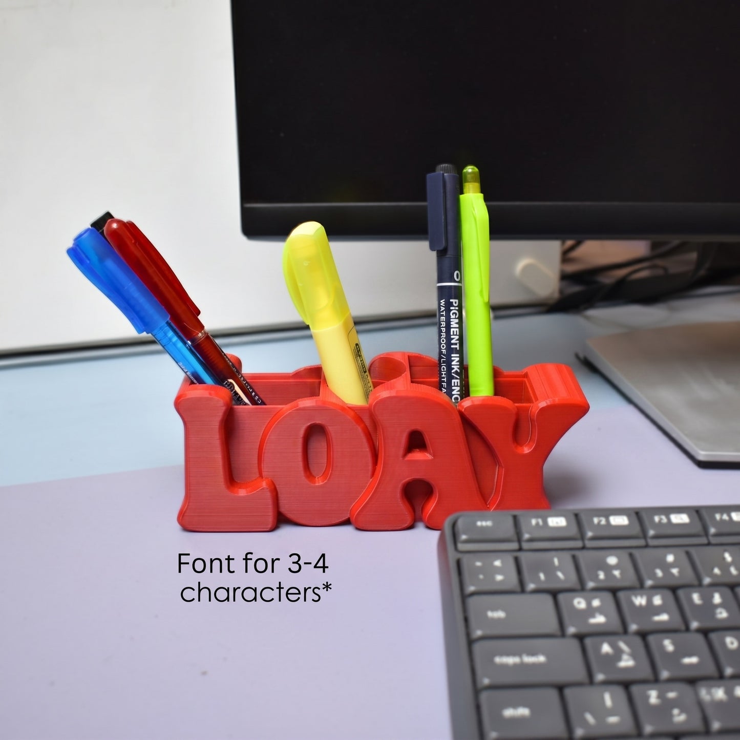 3D Desk Name Tag Pen Holder