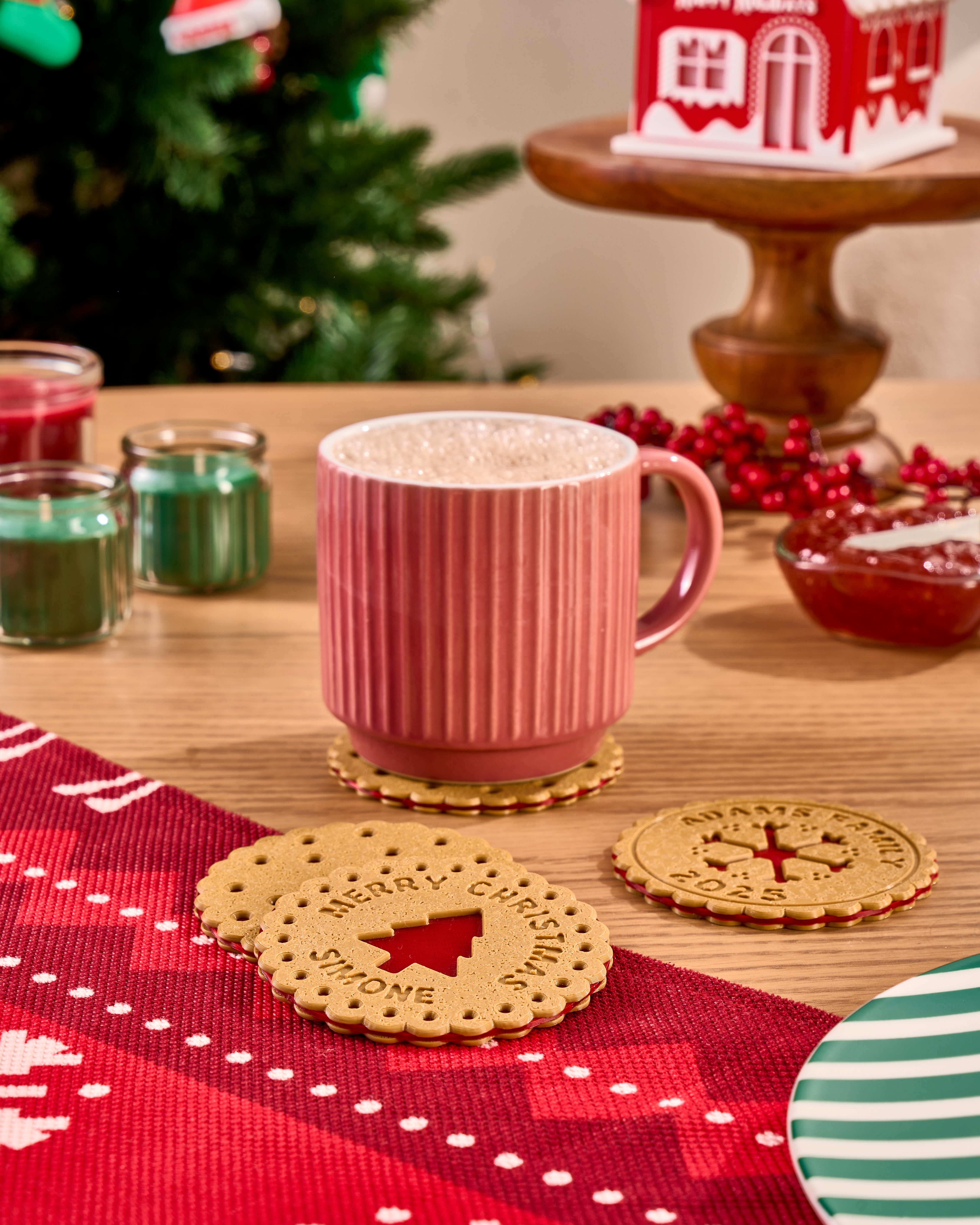 Raspberry Jam Cookie Coasters