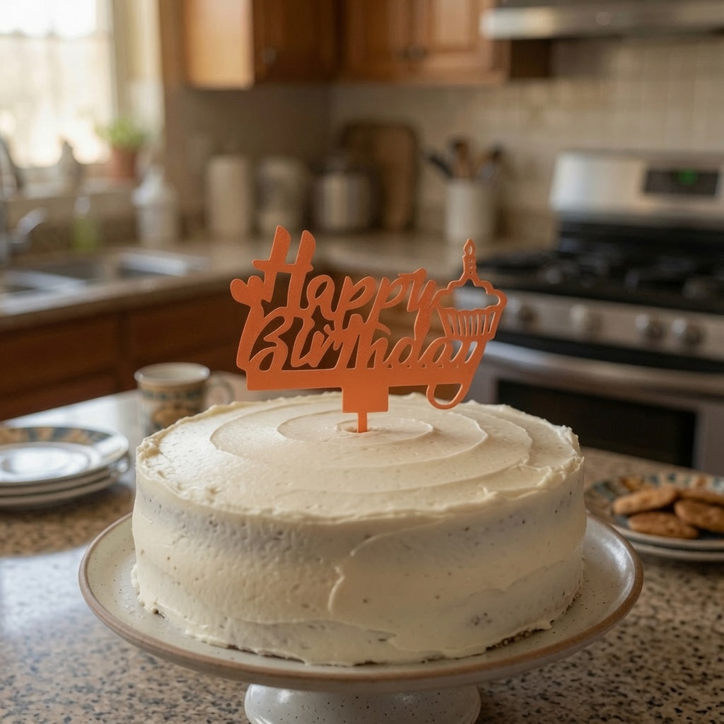 Happy Birthday Cake Topper Black